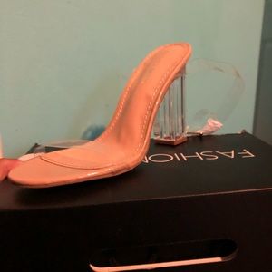 Fashion Nova clear block heel never worn